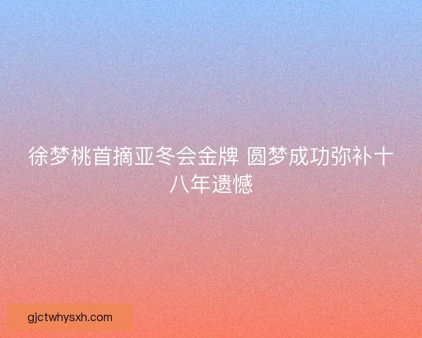 徐梦桃首摘亚冬会金牌 圆梦成功弥补十八年遗憾